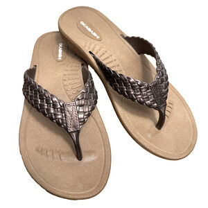 Women's Okabashi Flip Flops Size Small 5/6 Brown Braided Baha Style Pool Beach
